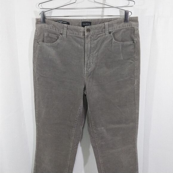 TALBOTS! SWEET ASH GRAY FINE WALE CORDUROY STRAIGHT LEG PANTS, SLACKS! SZ 12 - Picture 3 of 11